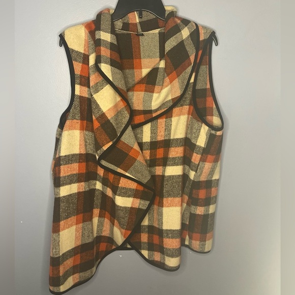SHEIN Plaid Sweater Vest - Orange, Brown, Cream - Picture 1 of 3